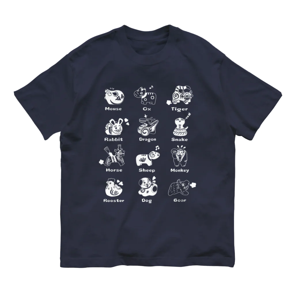 SU-KUのThe Zodiac of Fukushima(白抜き) オーガニックコットンTシャツ