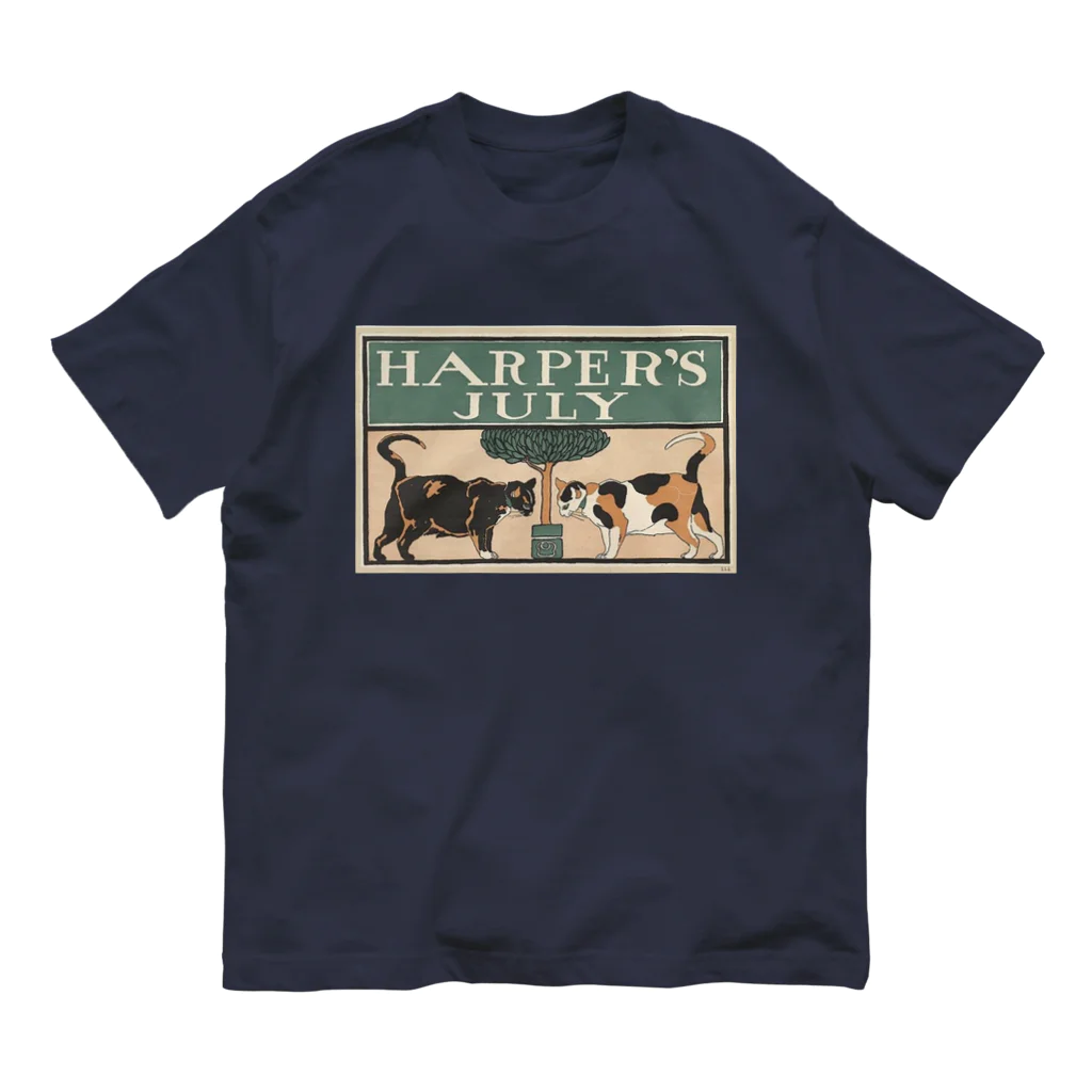 YS VINTAGE WORKSのNY Harper's 1898 ネコ2匹 オーガニックコットンTシャツ