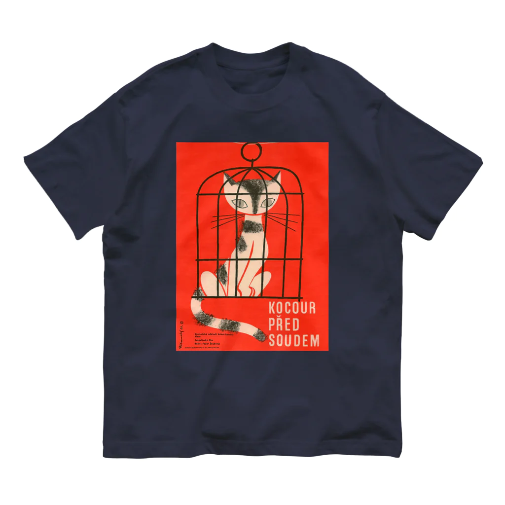 YS VINTAGE WORKSのチェコ　映画「Veliko sudjenje」ポスター　籠猫 オーガニックコットンTシャツ