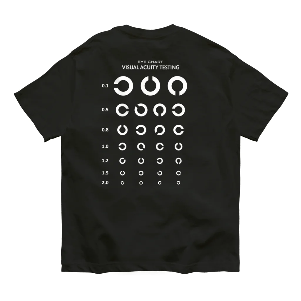 kg_shopの[★バック] Visual Acuity Testing [ホワイト] オーガニックコットンTシャツ