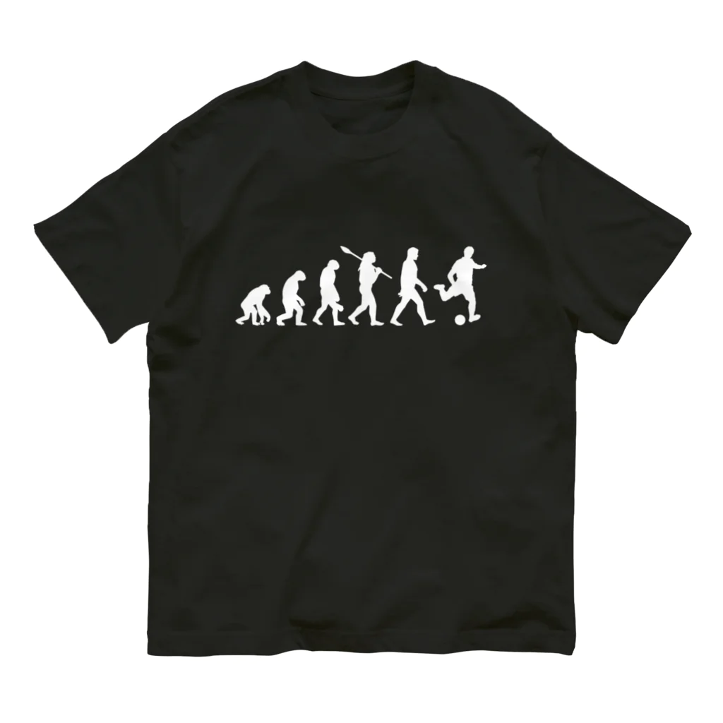 焼きそば好きの進化論Tシャツ【サッカー】 オーガニックコットンTシャツ