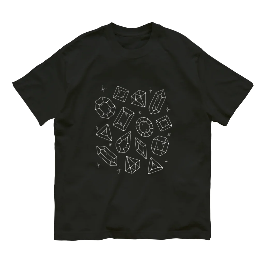 眉賀　太志の宝石のTシャツ（白の線画） Organic Cotton T-Shirt