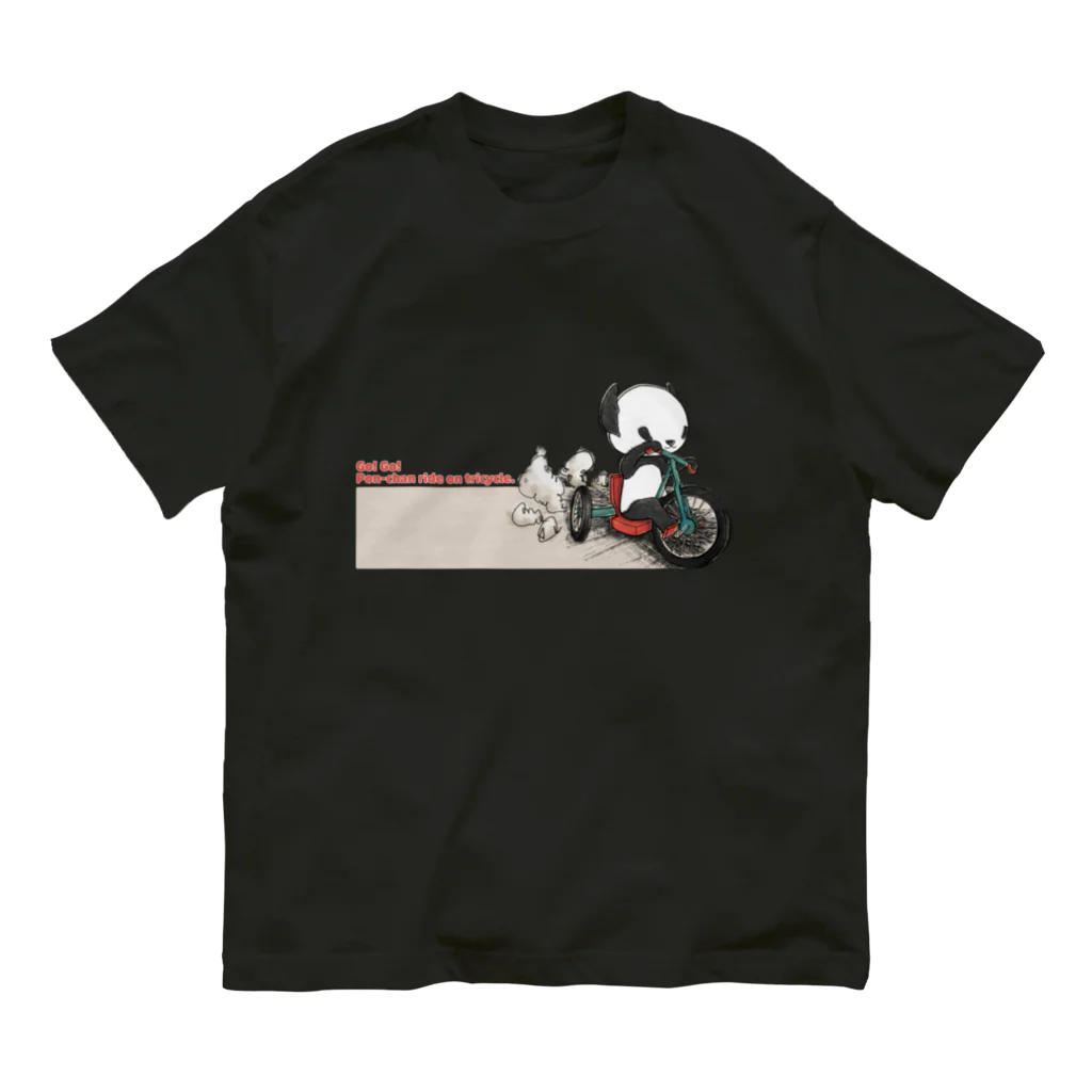 Masashi Kaminkoの【パンダ】三輪車に乗るポンちゃん オーガニックコットンTシャツ