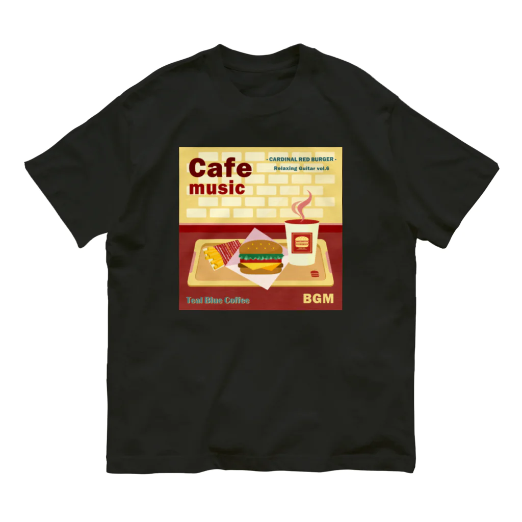 Teal Blue CoffeeのCafe music - CARDINAL RED BURGER - オーガニックコットンTシャツ