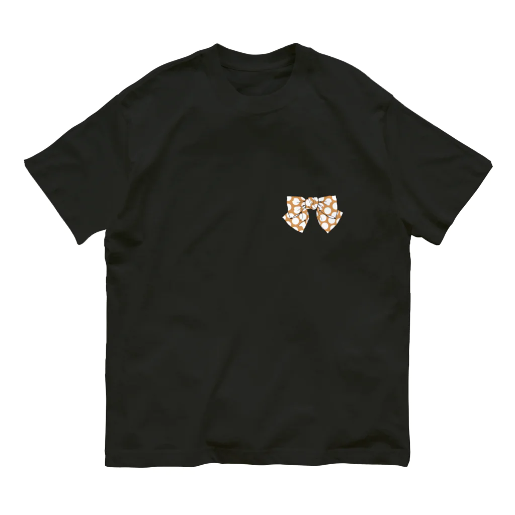 Drecome_Designのドットリボン(ブラウン) オーガニックコットンTシャツ