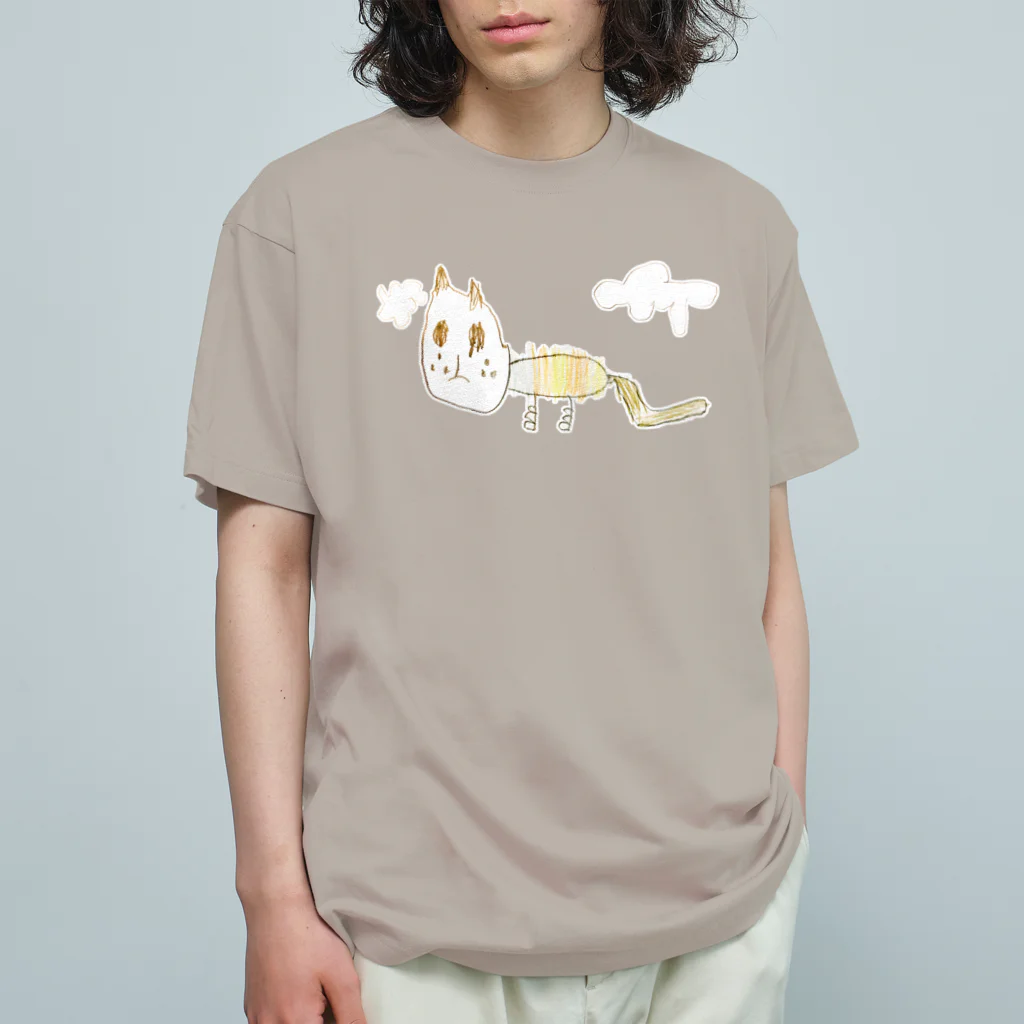 おそうの生き物雑貨のおそうのネコちゃん　WH オーガニックコットンTシャツ