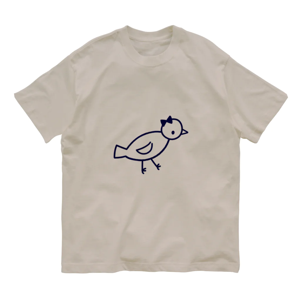 Futakawa Mayuのグッズショップのとり 紺 Organic Cotton T-Shirt