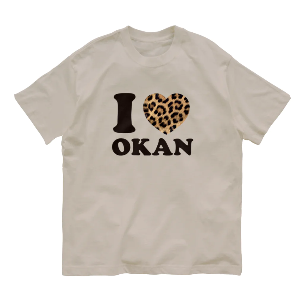 キッズモード某のI love okanヒョウ柄 オーガニックコットンTシャツ