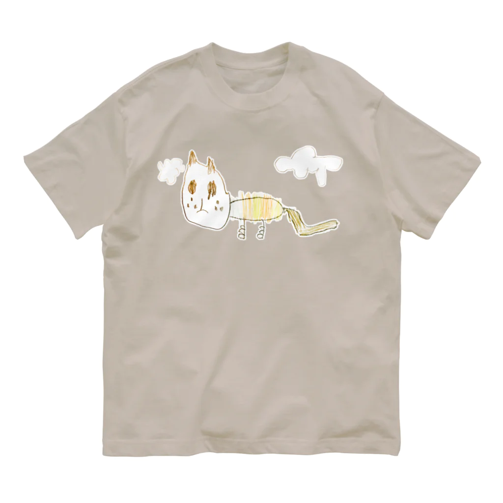 おそうの生き物雑貨のおそうのネコちゃん　WH オーガニックコットンTシャツ