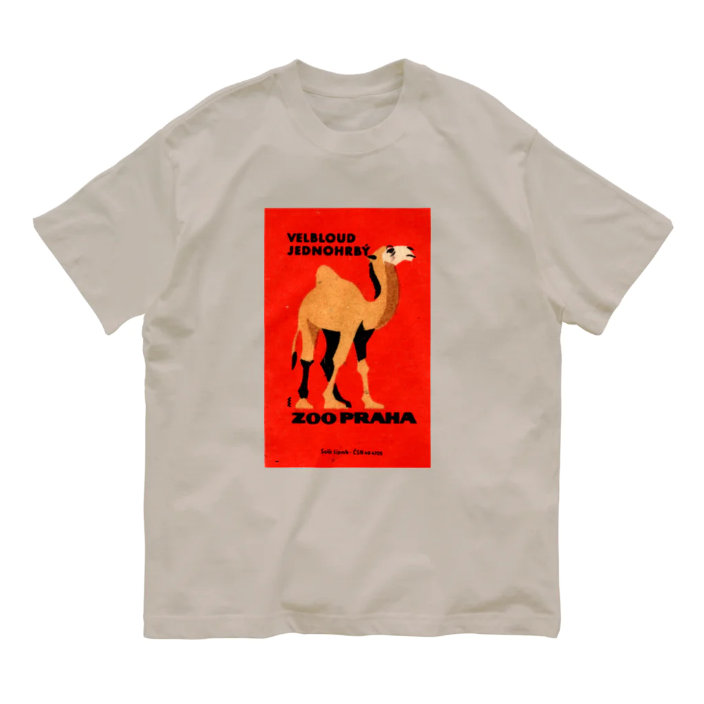 YS VINTAGE WORKSのチェコ　プラハ動物園　ラクダ オーガニックコットンTシャツ