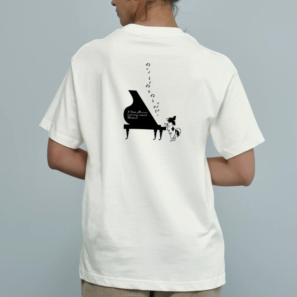 エダマメトイチのROBIN D piano オーガニックコットンTシャツ