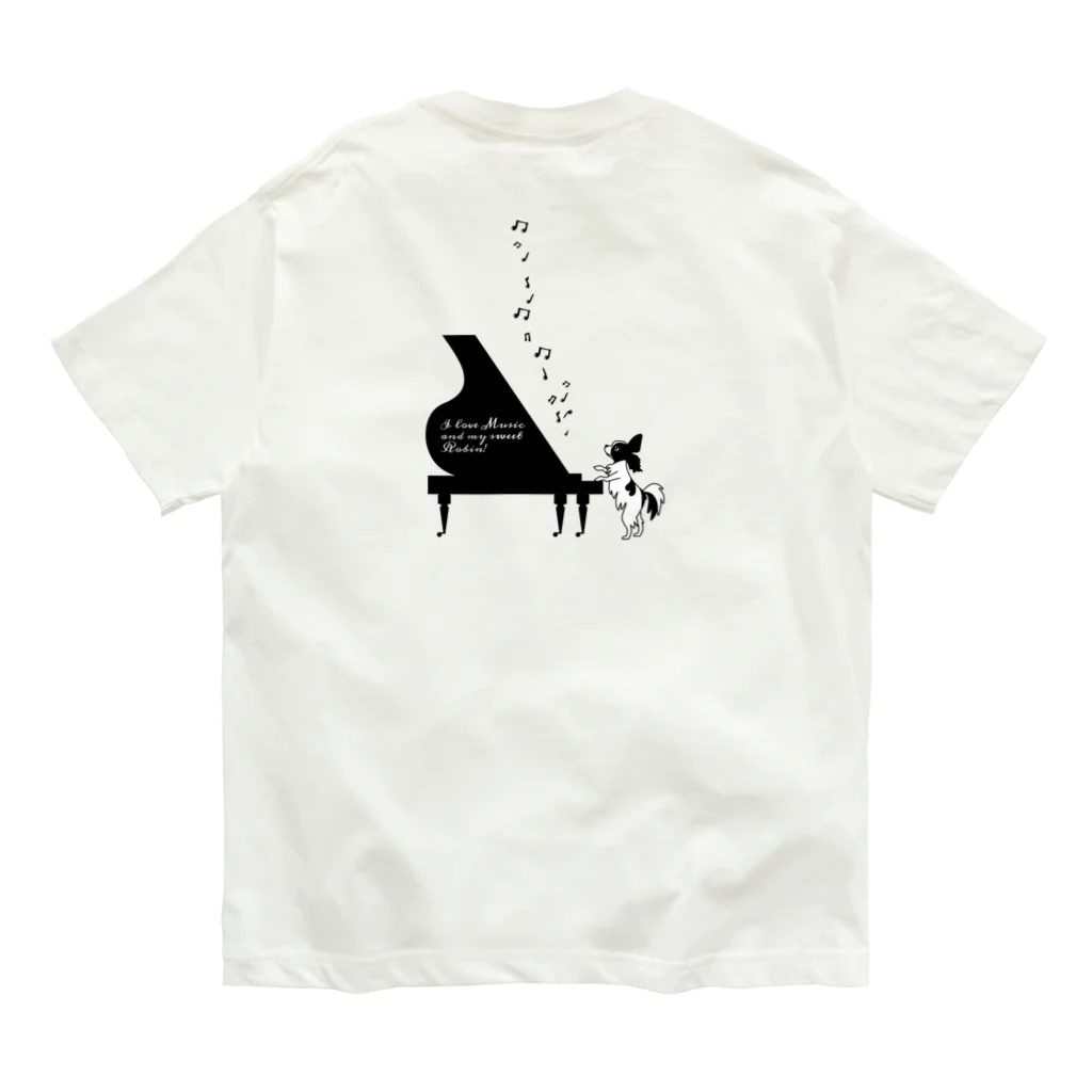 エダマメトイチのROBIN D piano オーガニックコットンTシャツ