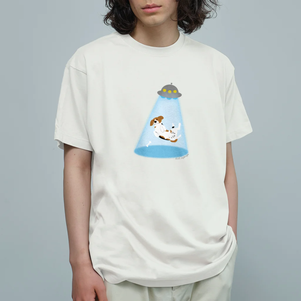 ELLE_mybeagleのアブダクト・ビーグル（２） オーガニックコットンTシャツ