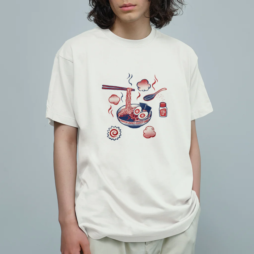 IZANAMI by Akane Yabushitaの【日本レトロ#25】ラーメン オーガニックコットンTシャツ