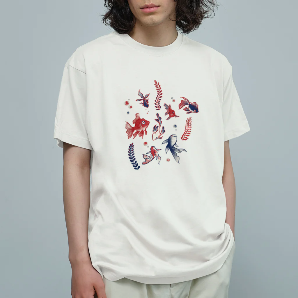 IZANAMI by Akane Yabushitaの【日本レトロ#27】金魚 Organic Cotton T-Shirt