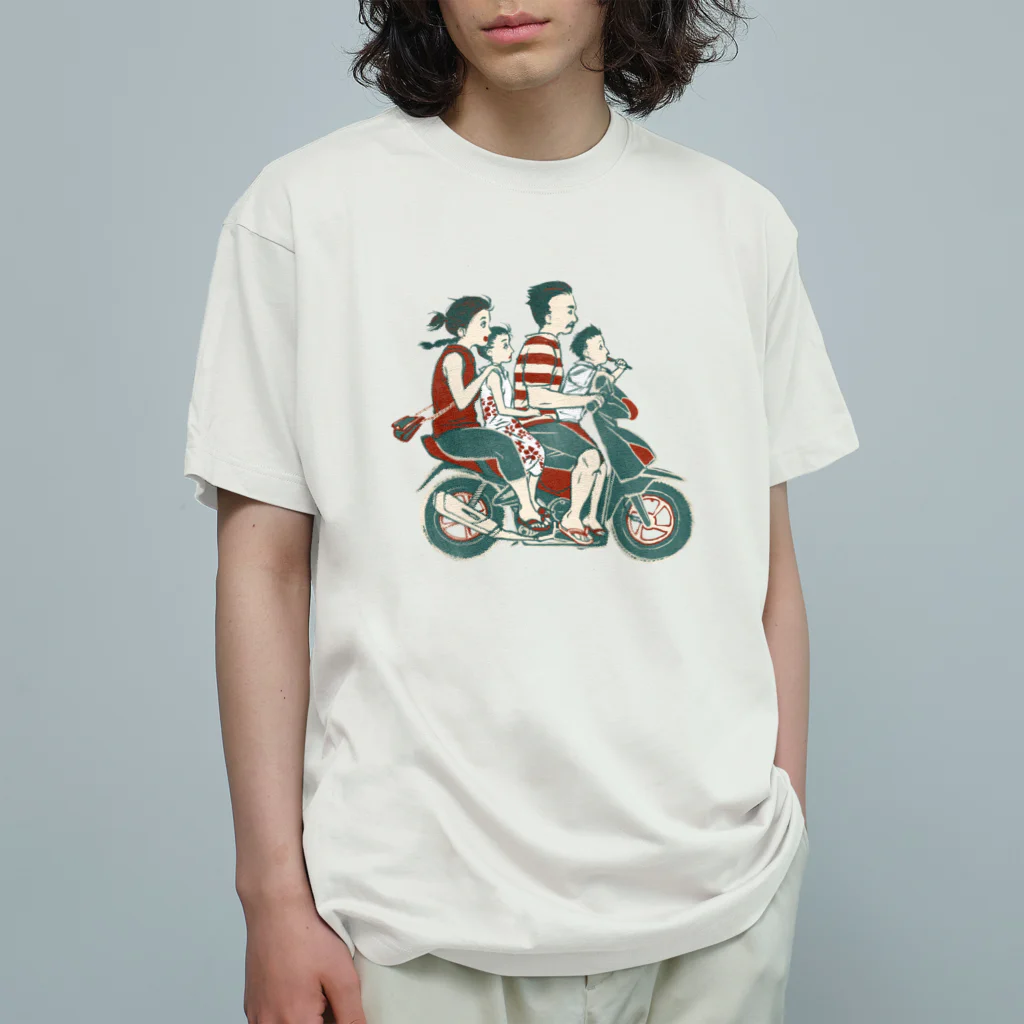 IZANAMI by Akane Yabushitaの【バリの人々】バイク家族乗り Organic Cotton T-Shirt