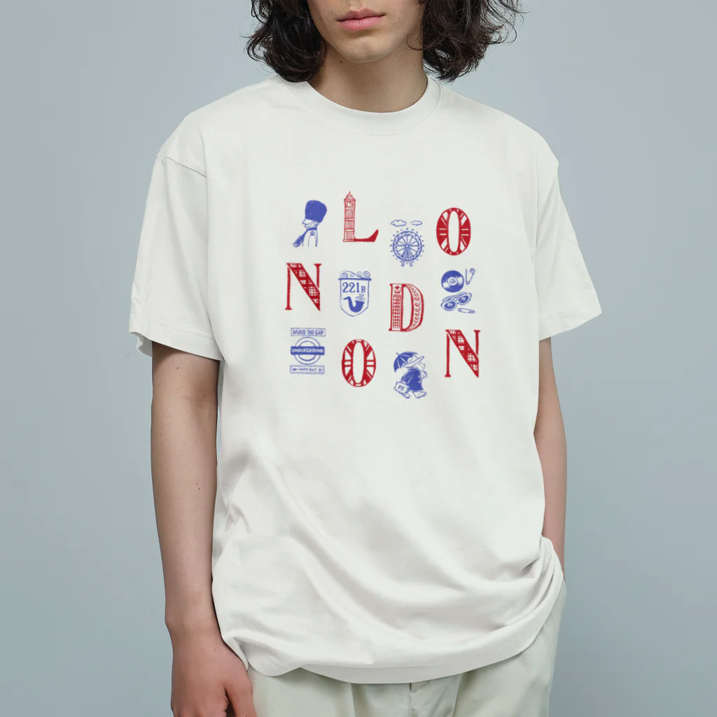 IZANAMI by Akane Yabushitaの🌍 世界のまち 🇬🇧 イギリス・ロンドン (レッド) オーガニックコットンTシャツ