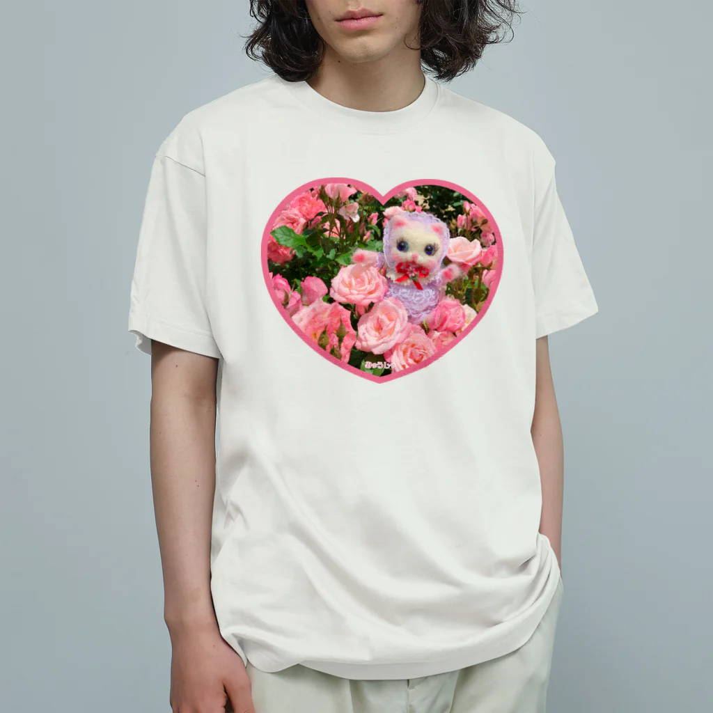 メルティカポエミュウの薔薇とベリー❤️(天使の羽) オーガニックコットンTシャツ