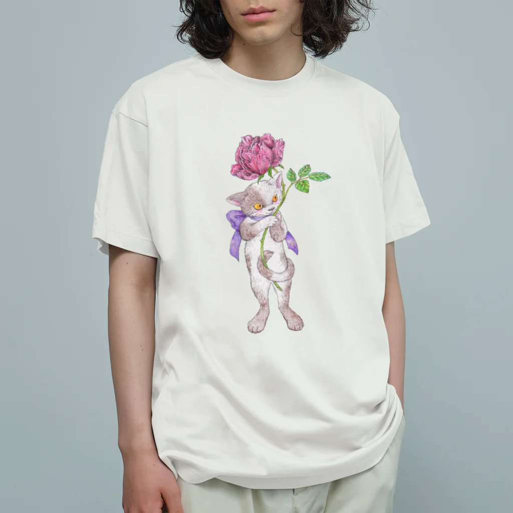 第13惑星うさぎの薔薇とねこちゃん Organic Cotton T-Shirt