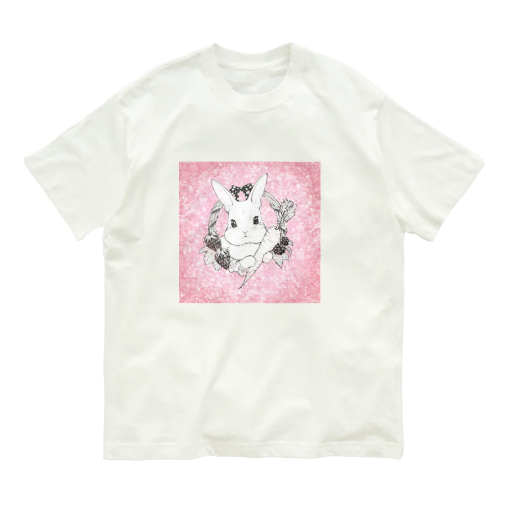 YumikoS_art369のうさちゃんのお気に入り オーガニックコットンTシャツ