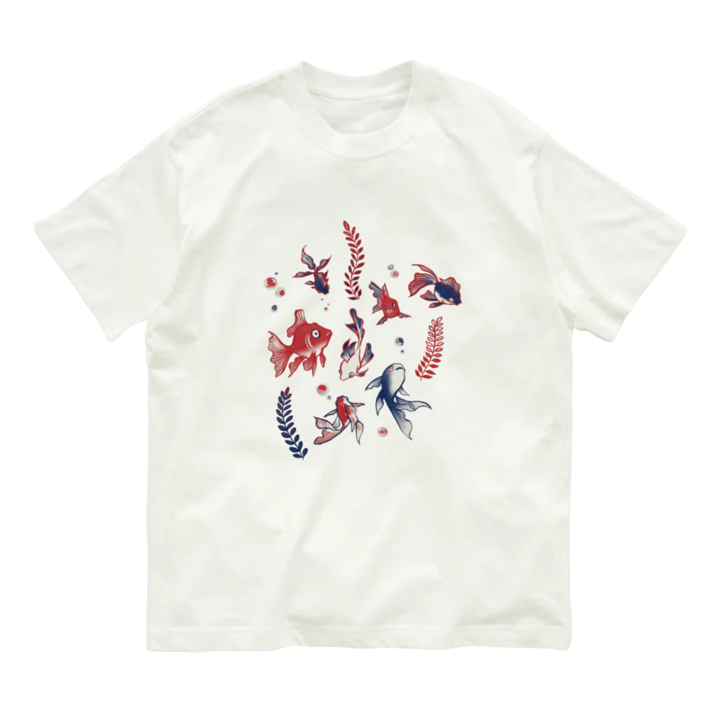 IZANAMI by Akane Yabushitaの【日本レトロ#27】金魚 Organic Cotton T-Shirt