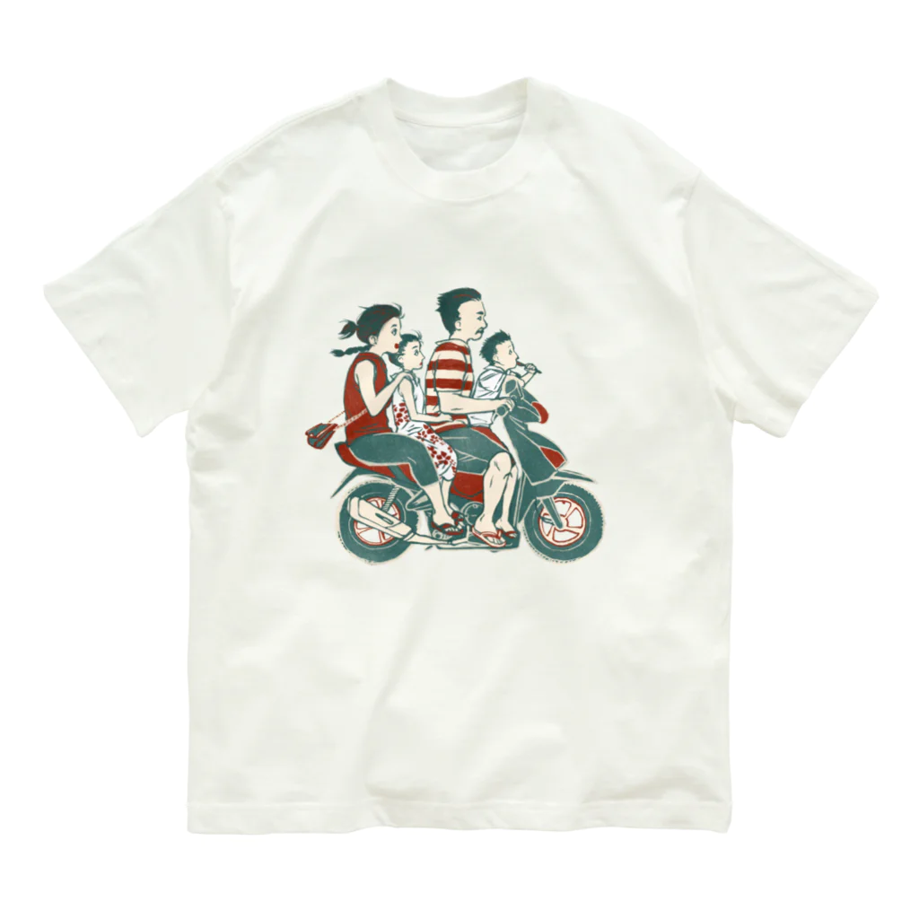 IZANAMI by Akane Yabushitaの【バリの人々】バイク家族乗り Organic Cotton T-Shirt