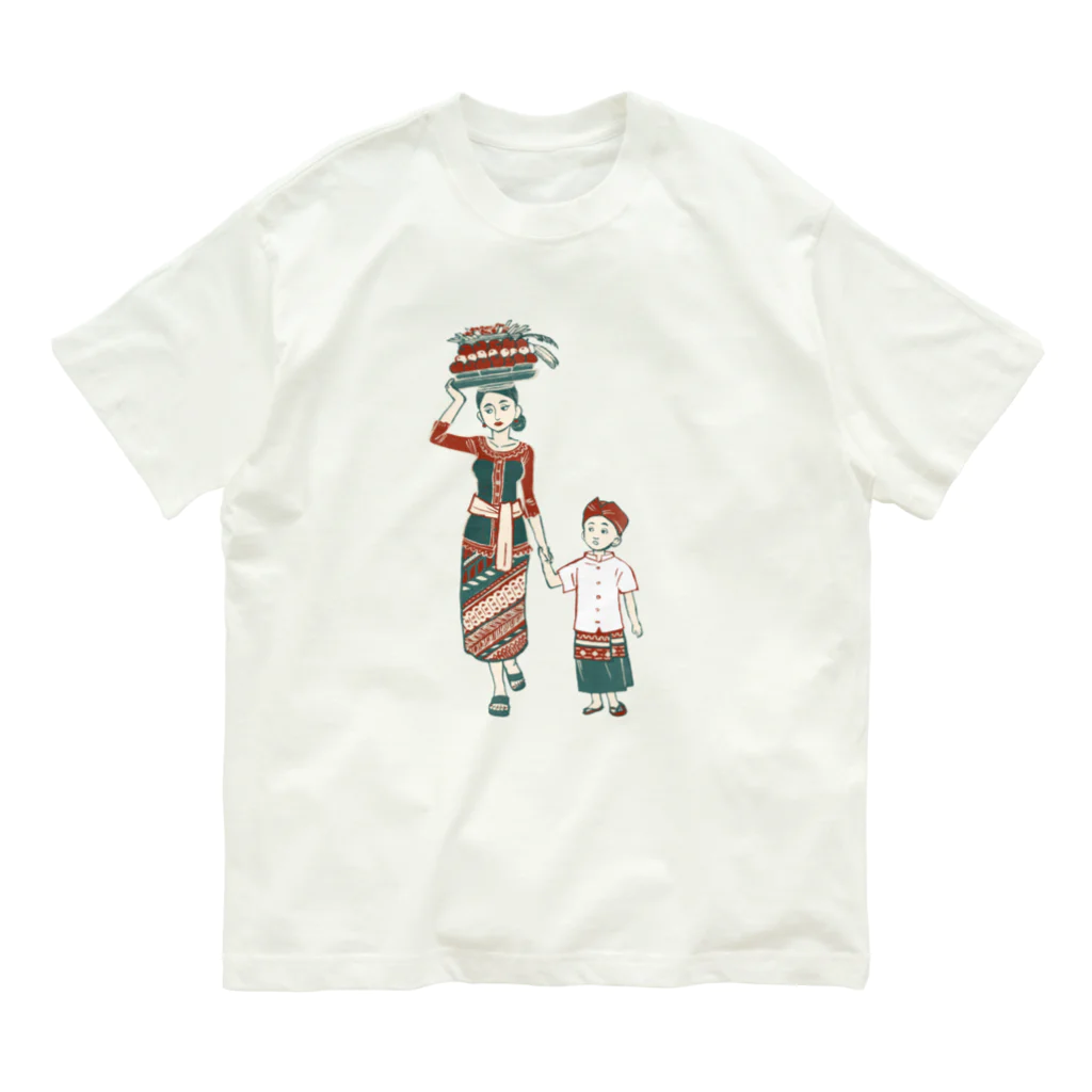 IZANAMI by Akane Yabushitaの【バリの人々】お母さんと子供 オーガニックコットンTシャツ