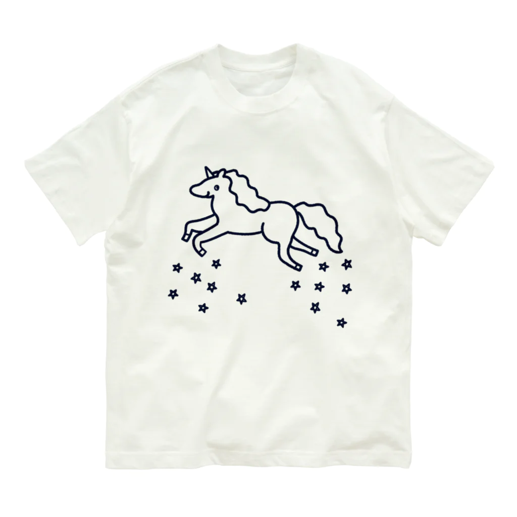 Futakawa Mayuのグッズショップのユニコーン 紺 Organic Cotton T-Shirt