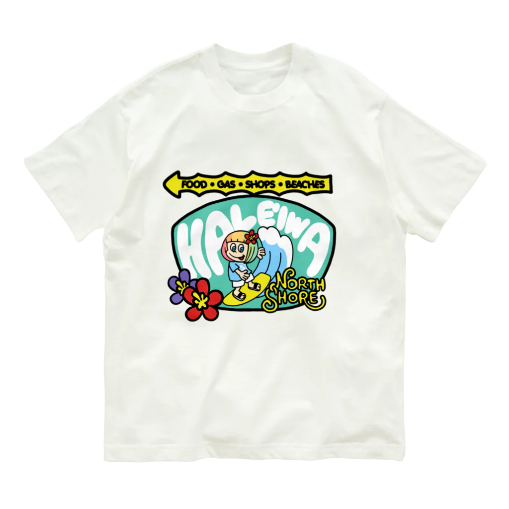 ハワイが大好きな女の子『HENOHENO MAPPY』のハレイワ看板(ハワイを愛するあなたへ) Organic Cotton T-Shirt