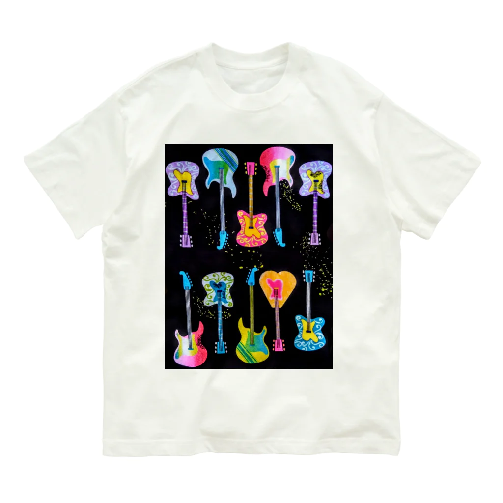 Rock★Star Guitar School 公式Goodsのサイケ🎸ギター Organic Cotton T-Shirt