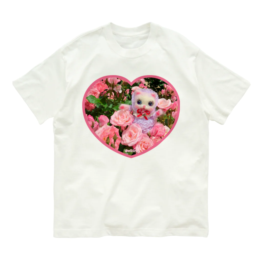 メルティカポエミュウの薔薇とベリー❤️(天使の羽) オーガニックコットンTシャツ