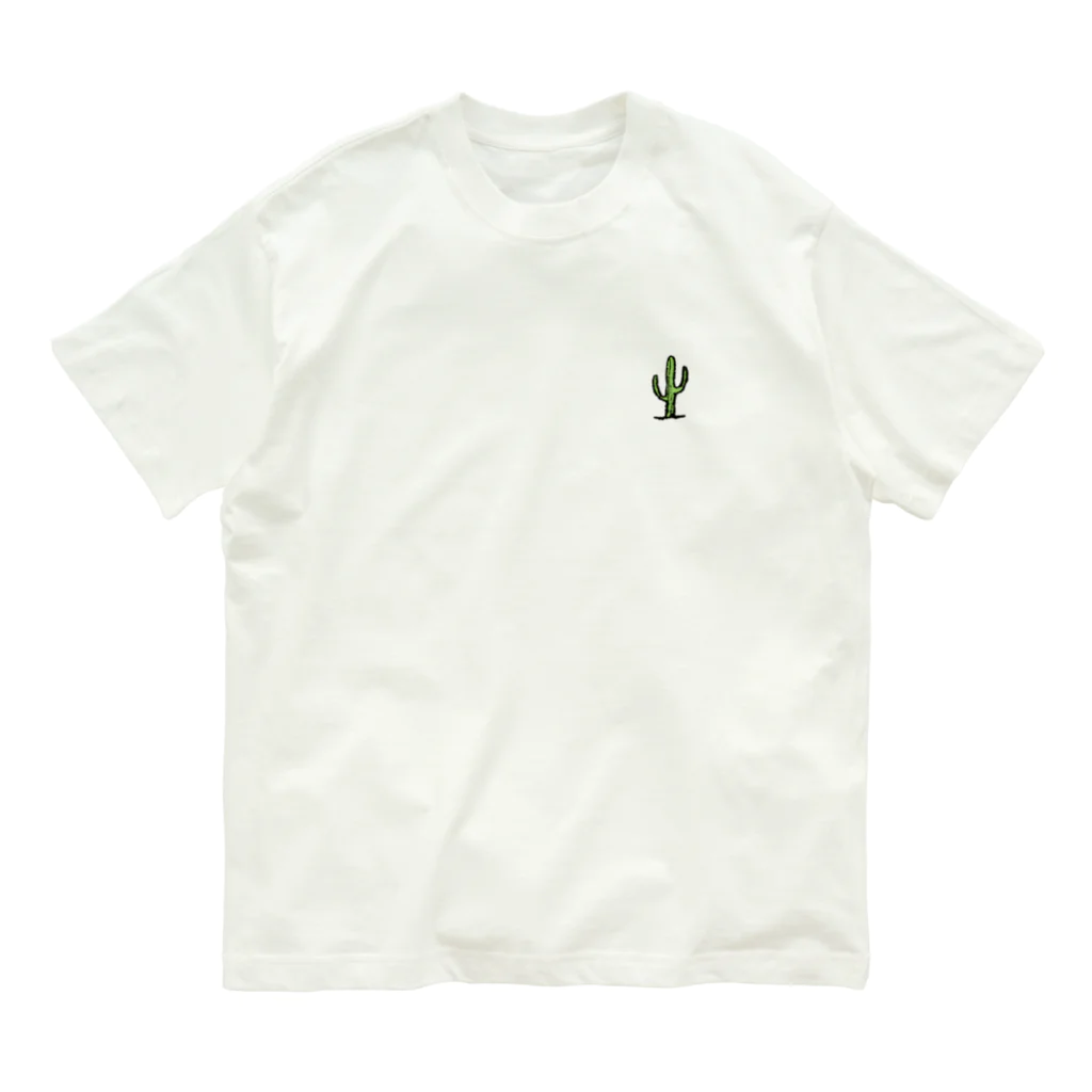 てら ねこグッズのサボテンと文字(バックプリントあり) Organic Cotton T-Shirt