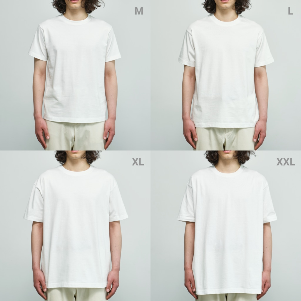 SUIMINグッズのお店の【中】スクール水着のねこ Organic Cotton T-Shirtのサイズ別着用イメージ(男性)