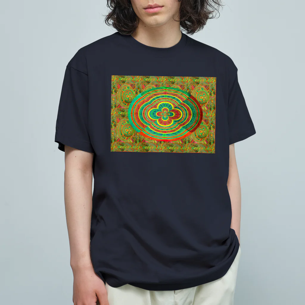 ✨🌈✨ユラクラカン🇯🇵 ✨🌈✨の🌟曼荼羅🍀クローバー🌟 オーガニックコットンTシャツ