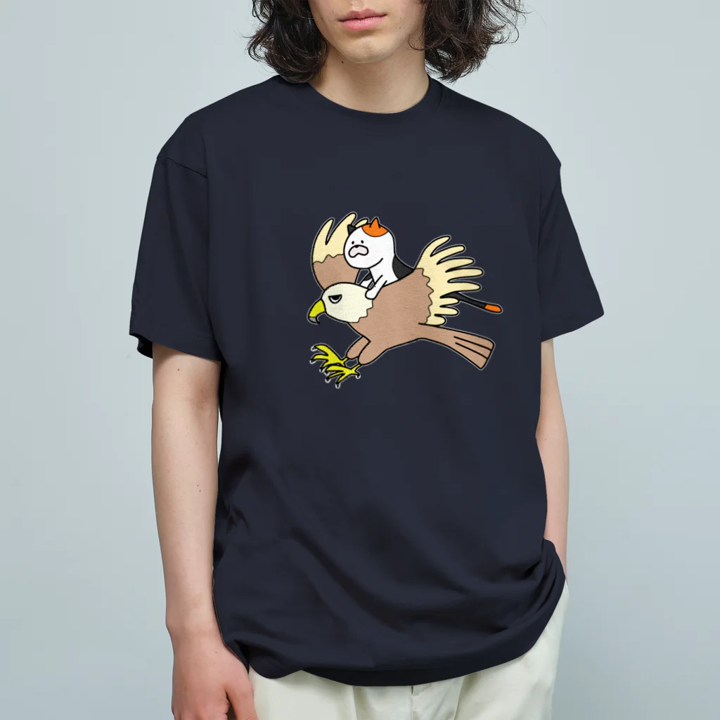 Techi-techiの鷹　 オーガニックコットンTシャツ