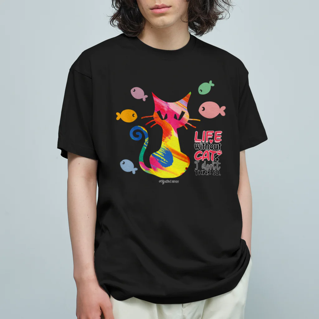 Ryuthirdの猫ライフ(ペンキ) オーガニックコットンTシャツ