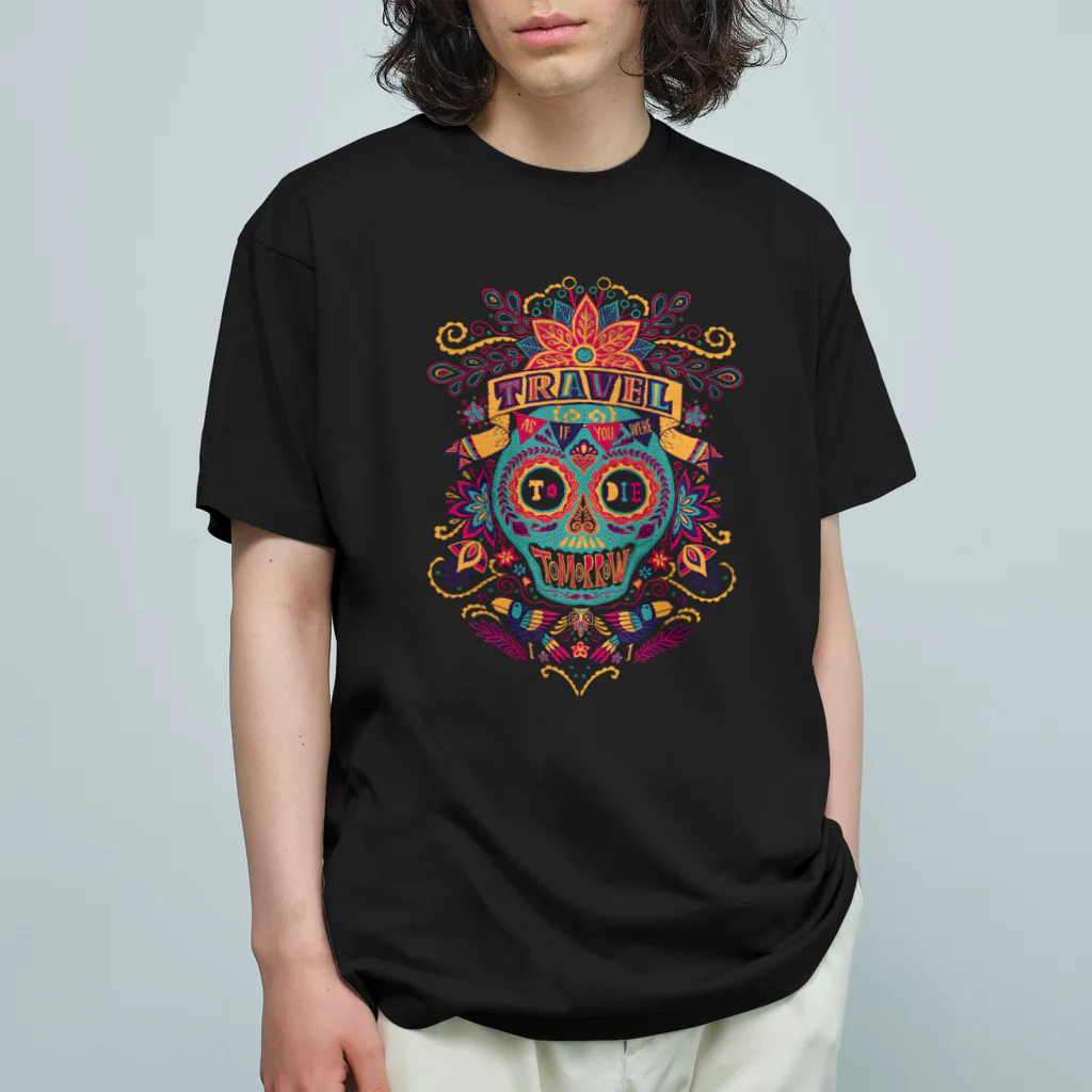 IZANAMI by Akane YabushitaのTravel As if You Were to Die Tomorrow Organic Cotton T-Shirt