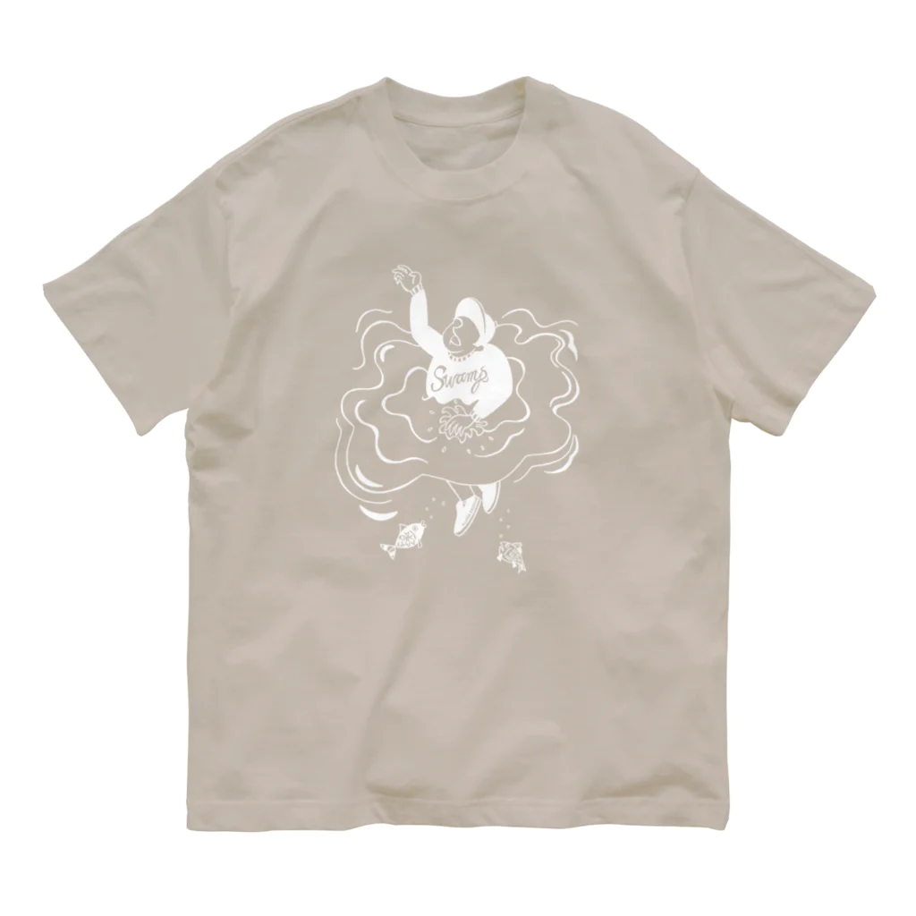 hilo tomula トムラ ヒロのSuper Positive  White オーガニックコットンTシャツ