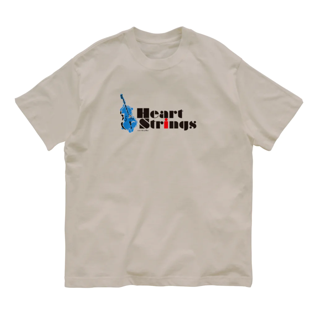 あおちゃん商会のHeart Strings (Woodbass) Blue オーガニックコットンTシャツ