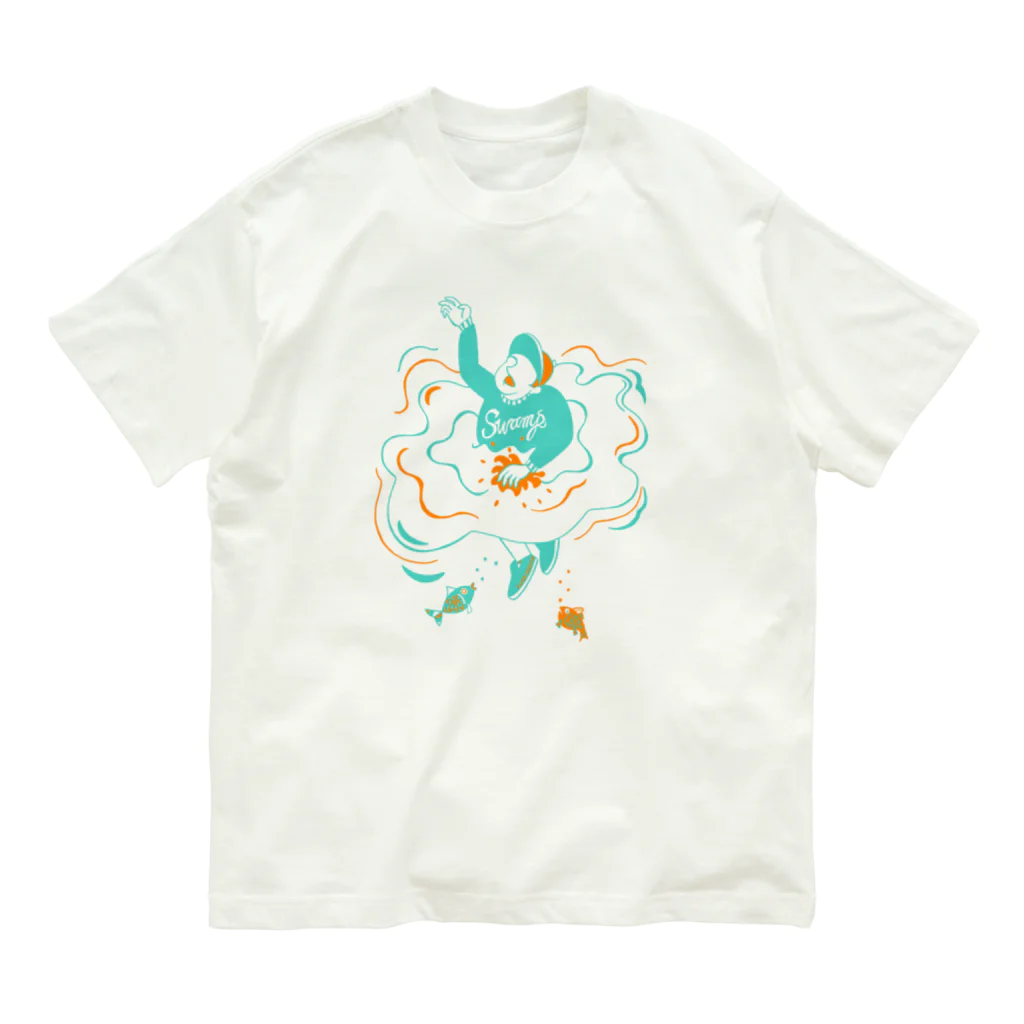 hilo tomula トムラ ヒロのSuper Positive Green Orange オーガニックコットンTシャツ