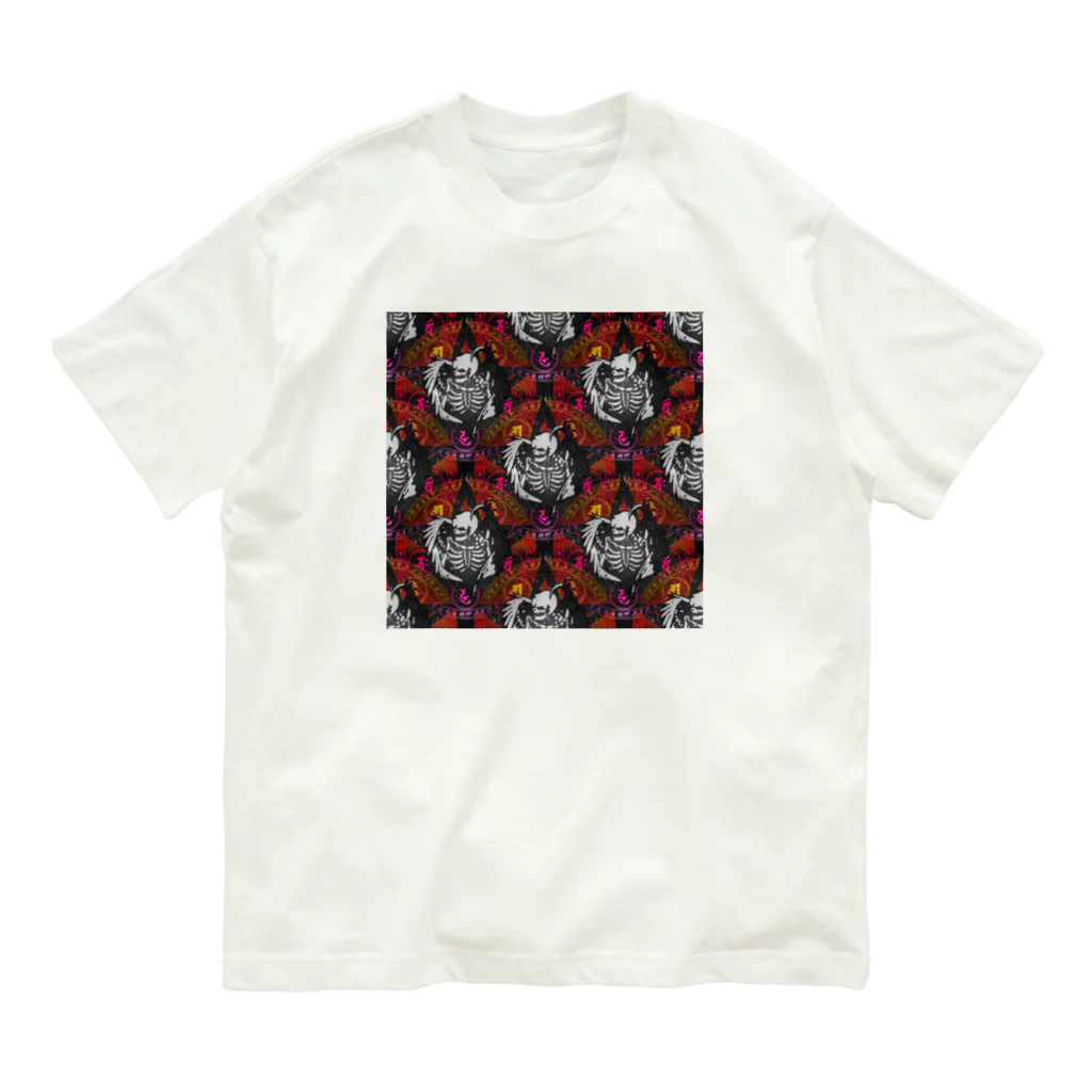 Ａ’ｚｗｏｒｋＳのFallen Angel of SKULL SEAMLESS PATTERN Organic Cotton T-Shirt