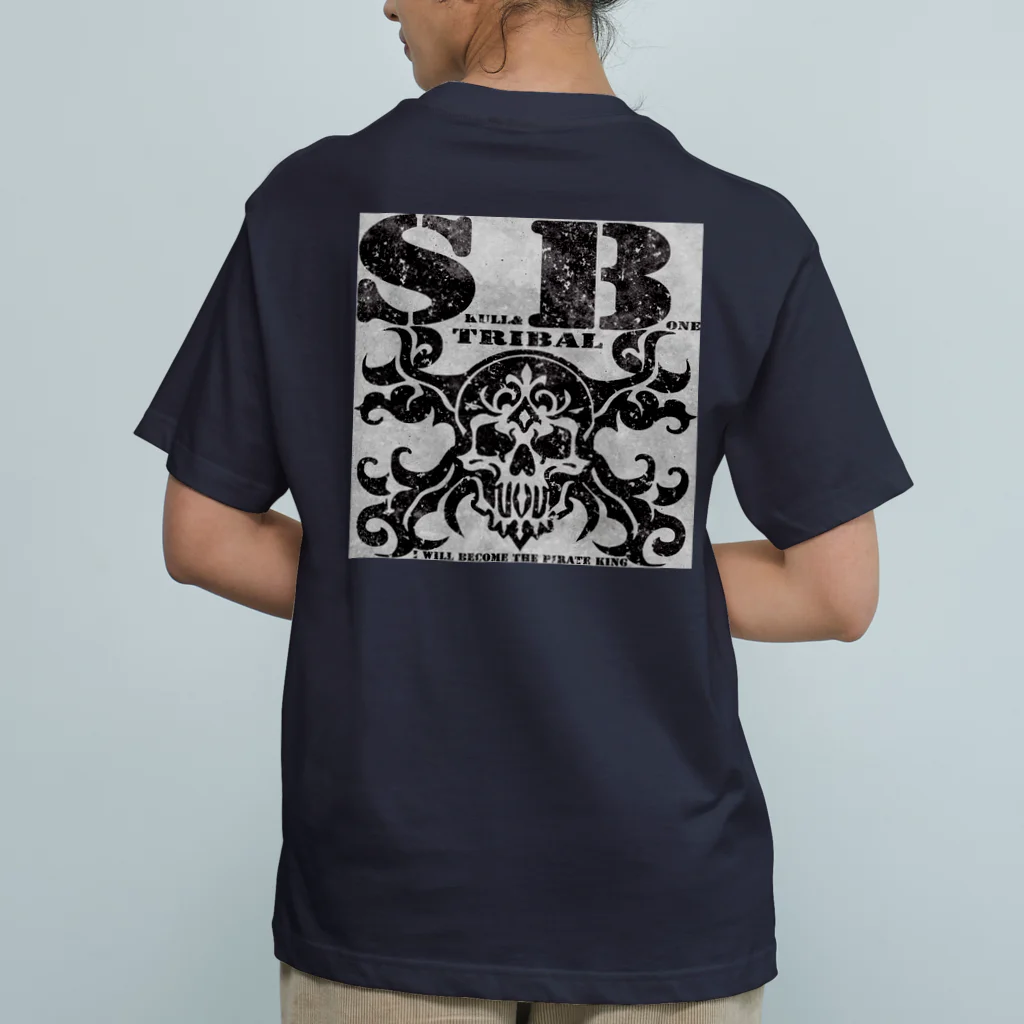 Ａ’ｚｗｏｒｋＳのSKULL&BONE TRIBAL GRUNGE BLK ON CONCRETE Organic Cotton T-Shirt