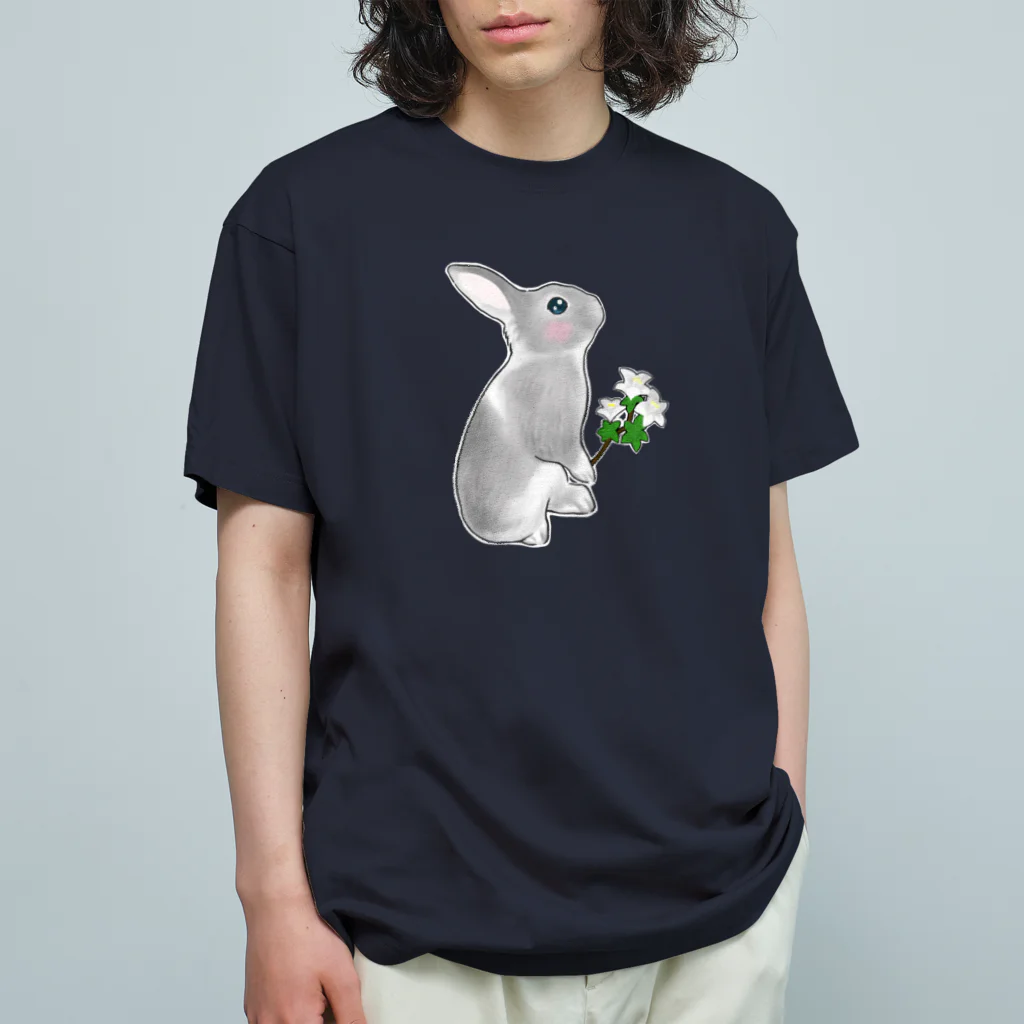 Mock’n Rollのうさぎのモックその3 純白の花を君に Organic Cotton T-Shirt