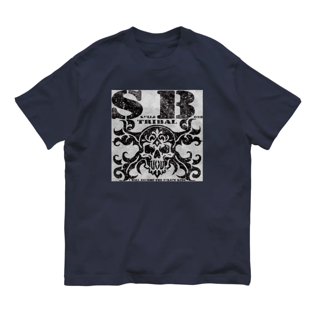 Ａ’ｚｗｏｒｋＳのSKULL&BONE TRIBAL GRUNGE BLK ON CONCRETE Organic Cotton T-Shirt