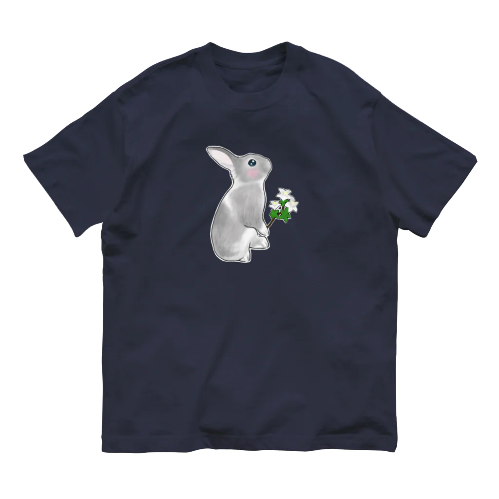 Mock’n Rollのうさぎのモックその3 純白の花を君に Organic Cotton T-Shirt