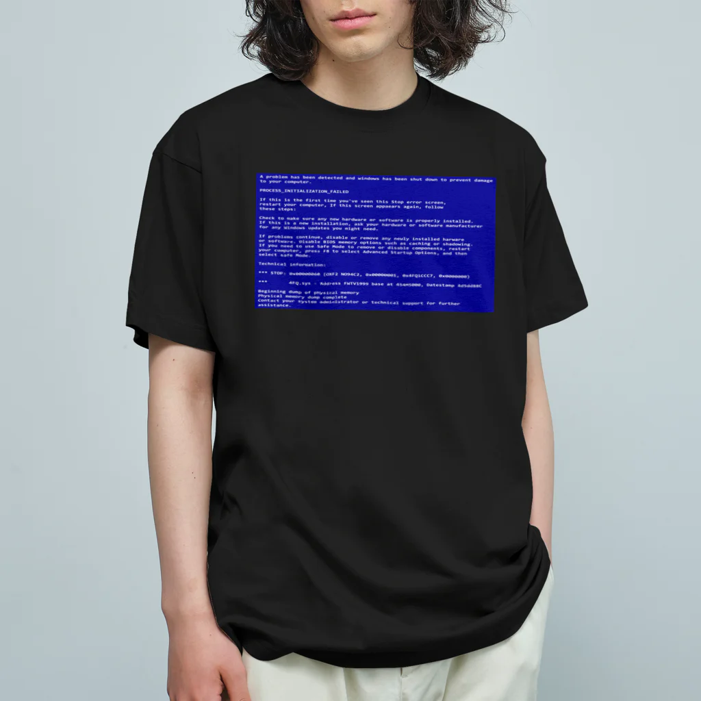 Ａ’ｚｗｏｒｋＳの一番コワいヤツ　ブルースクリーン オーガニックコットンTシャツ