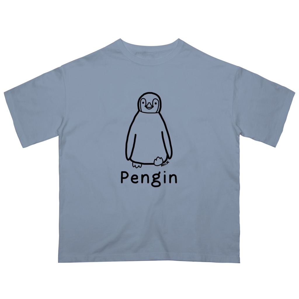 MrKShirtsのPengin (ペンギン) 黒デザイン Oversized T-Shirt