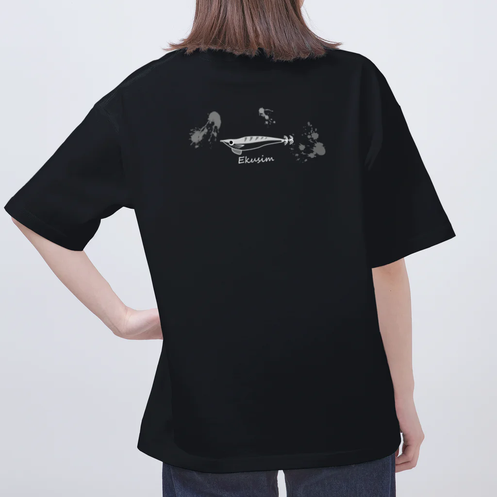 Ekusimのイカ墨まつり(線画白ver.) オーバーサイズTシャツ