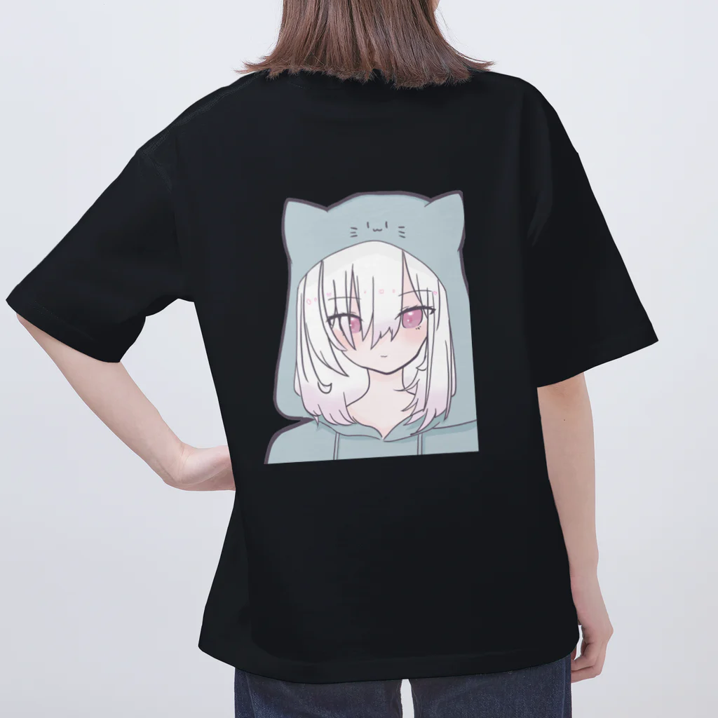 嶺巴@Twitchの嶺巴猫耳フード(背面) オーバーサイズTシャツ