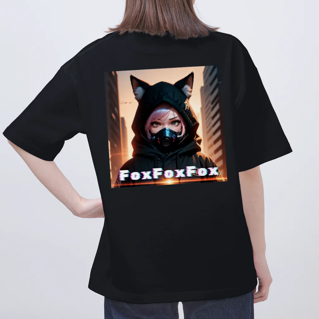 逆襲のきゃ！のFoxちゃん（仮）『背面：イラスト　前面：ロゴ』 Oversized T-Shirt